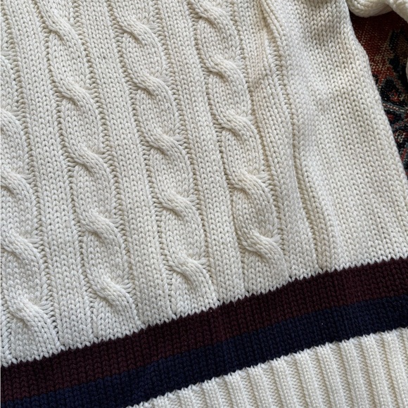 Vintage Lacoste Men's Cream Cable Knit Preppy Sweater - Picture 5 of 8